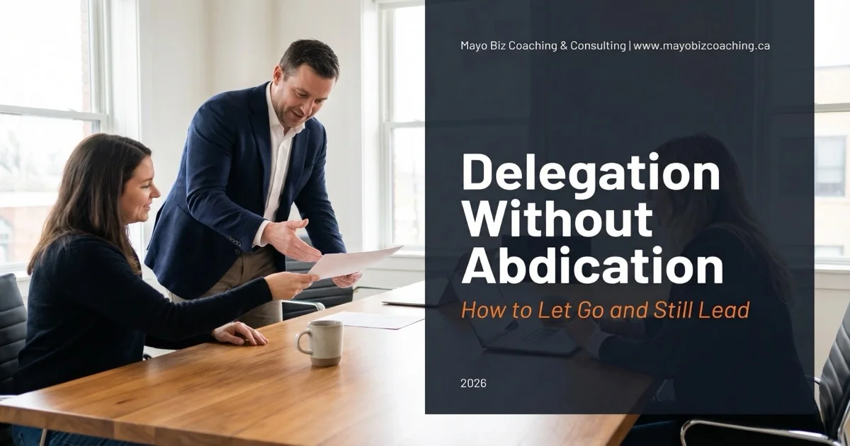 Leader delegating work to a capable team member with clear ownership and authority